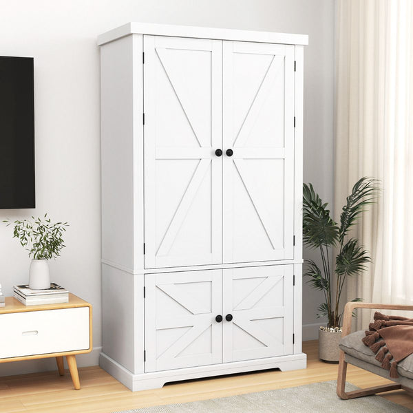 139cm Freestanding Pantry Cabinet with 4 Doors and Shelves