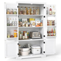 139cm Freestanding Pantry Cabinet with 4 Doors and Shelves