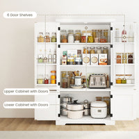 139cm Freestanding Pantry Cabinet with 4 Doors and Shelves