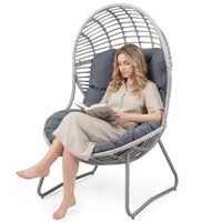 PE Wicker Egg Chair with Removable Seat and Back Cushion