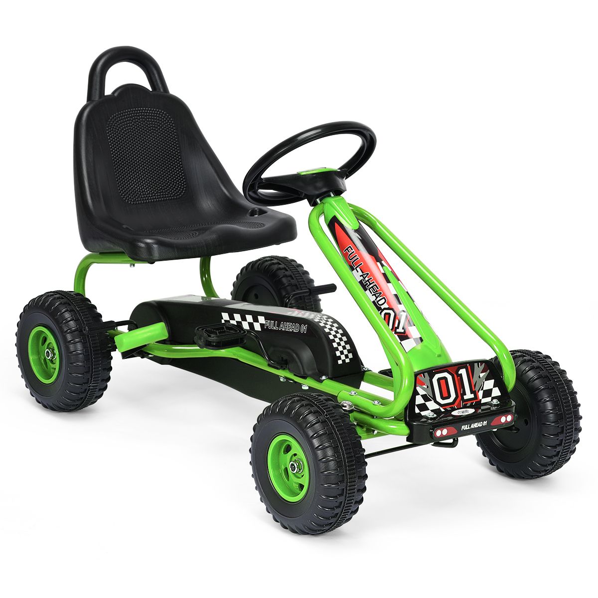 Pedal Go Kart for Kids with Adjustable Seat and Handbrake