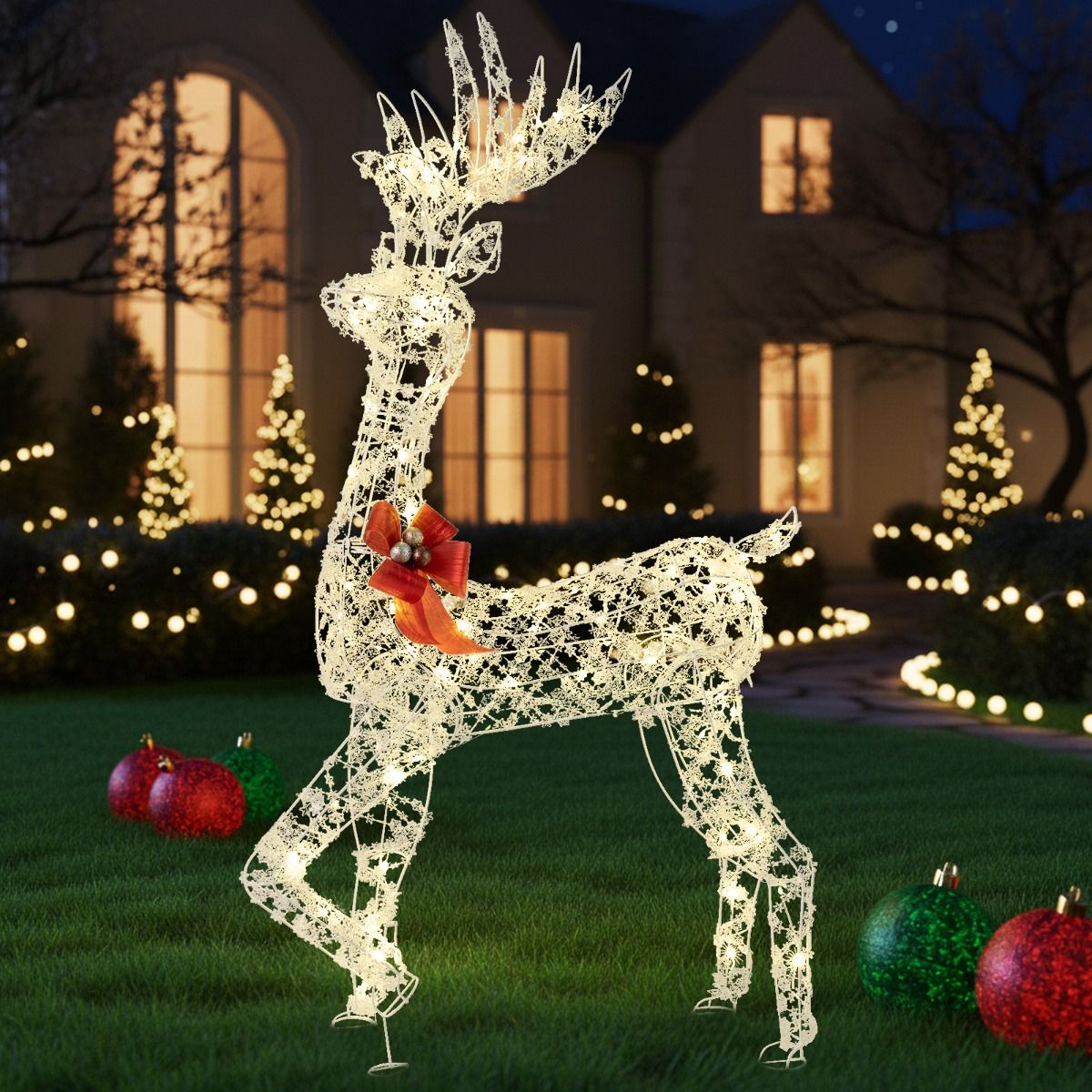 150 CM Pre-Lit Christmas Reindeer with 100 LED Lights for Home