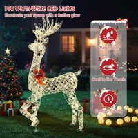 150 CM Pre-Lit Christmas Reindeer with 100 LED Lights for Home