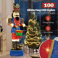 185cm Pre-Lit Nutcracker with Ground Stakes and 100 LED Lights