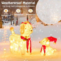 Pre-lit Mama and Baby Poodle Dogs with 60 Warm White LED Lights