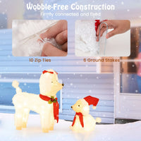 Pre-lit Mama and Baby Poodle Dogs with 60 Warm White LED Lights