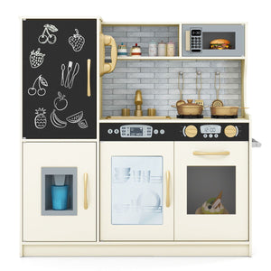 Toddler Kitchen Playset w/ Blackboard, Phone, Microwave