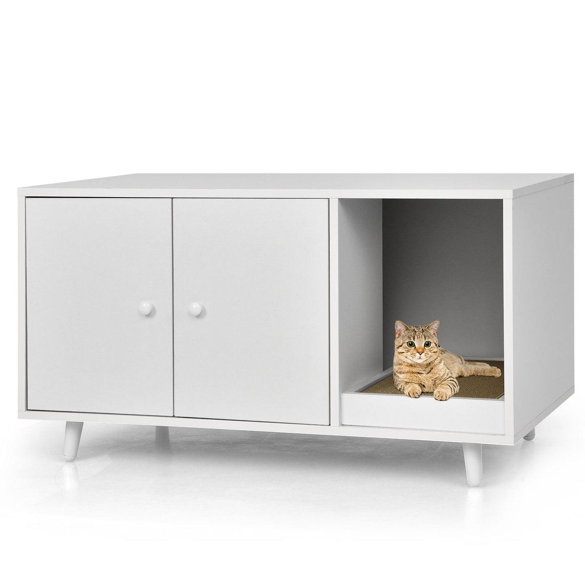 Cat Litter Box Enclosure with Divider for Large Cat & Kitty