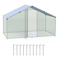 Large Chicken Coop Walk-in Poultry Cage Pet House w/Oxford Canopy& Lockable Door