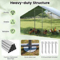 Large Chicken Coop Walk-in Poultry Cage Pet House w/Oxford Canopy& Lockable Door