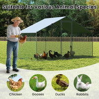 Large Chicken Coop Walk-in Poultry Cage Pet House w/Oxford Canopy& Lockable Door