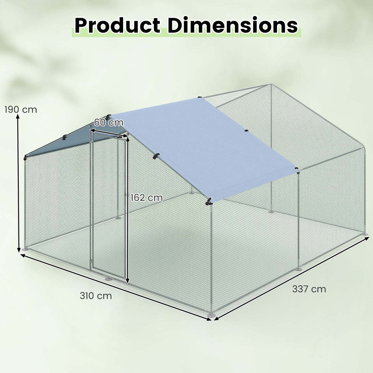 Large Chicken Coop Walk-in Poultry Cage Pet House w/Oxford Canopy& Lockable Door