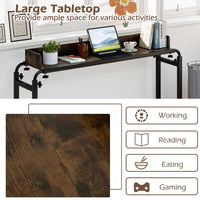 Queen Size Mobile Bed Desk with Adjustable Height and Length