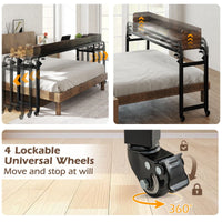 Queen Size Mobile Bed Desk with Adjustable Height and Length