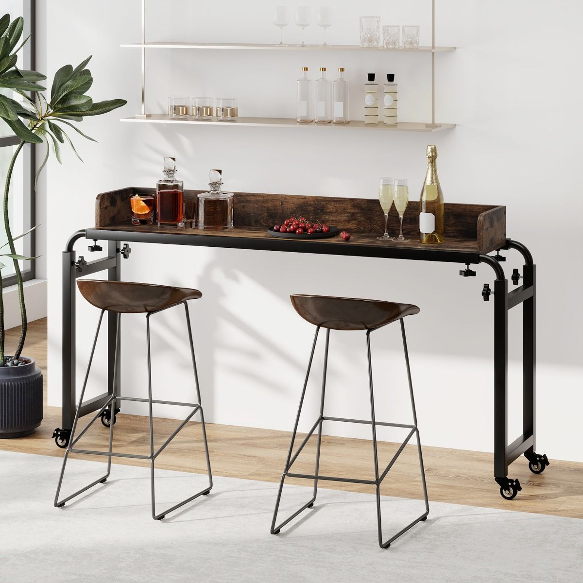 Queen Size Mobile Bed Desk with Adjustable Height and Length