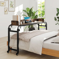 Queen Size Mobile Bed Desk with Adjustable Height and Length