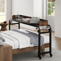 Queen Size Mobile Bed Desk with Adjustable Height and Length