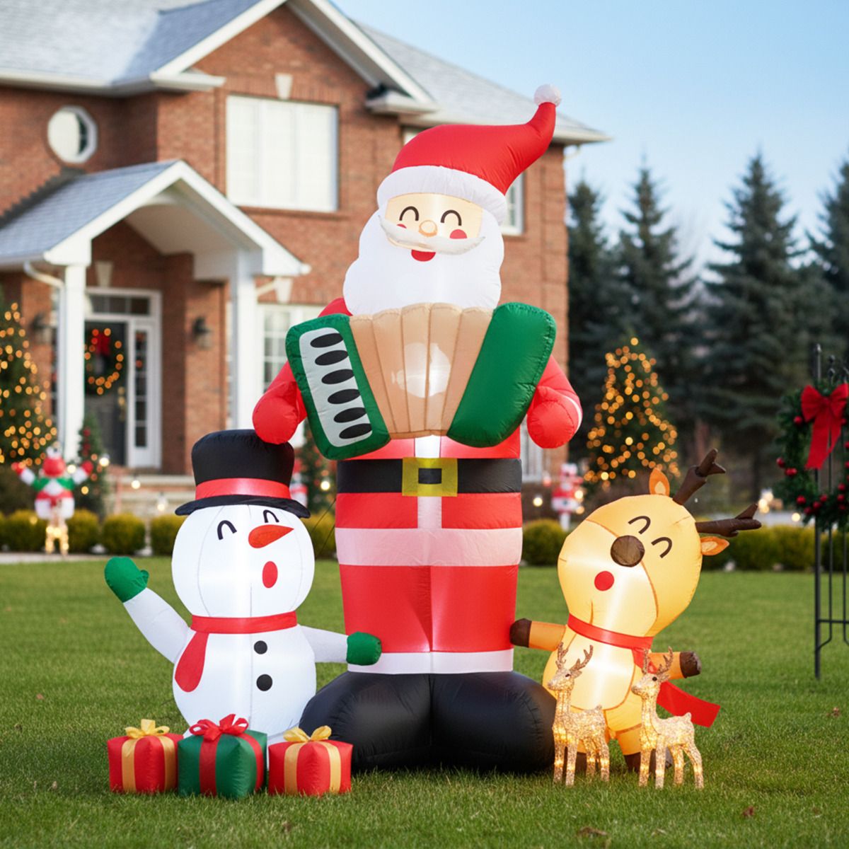 Quick Blow Up Santa Claus Inflatable Santa Claus with Snowman and Reindeer