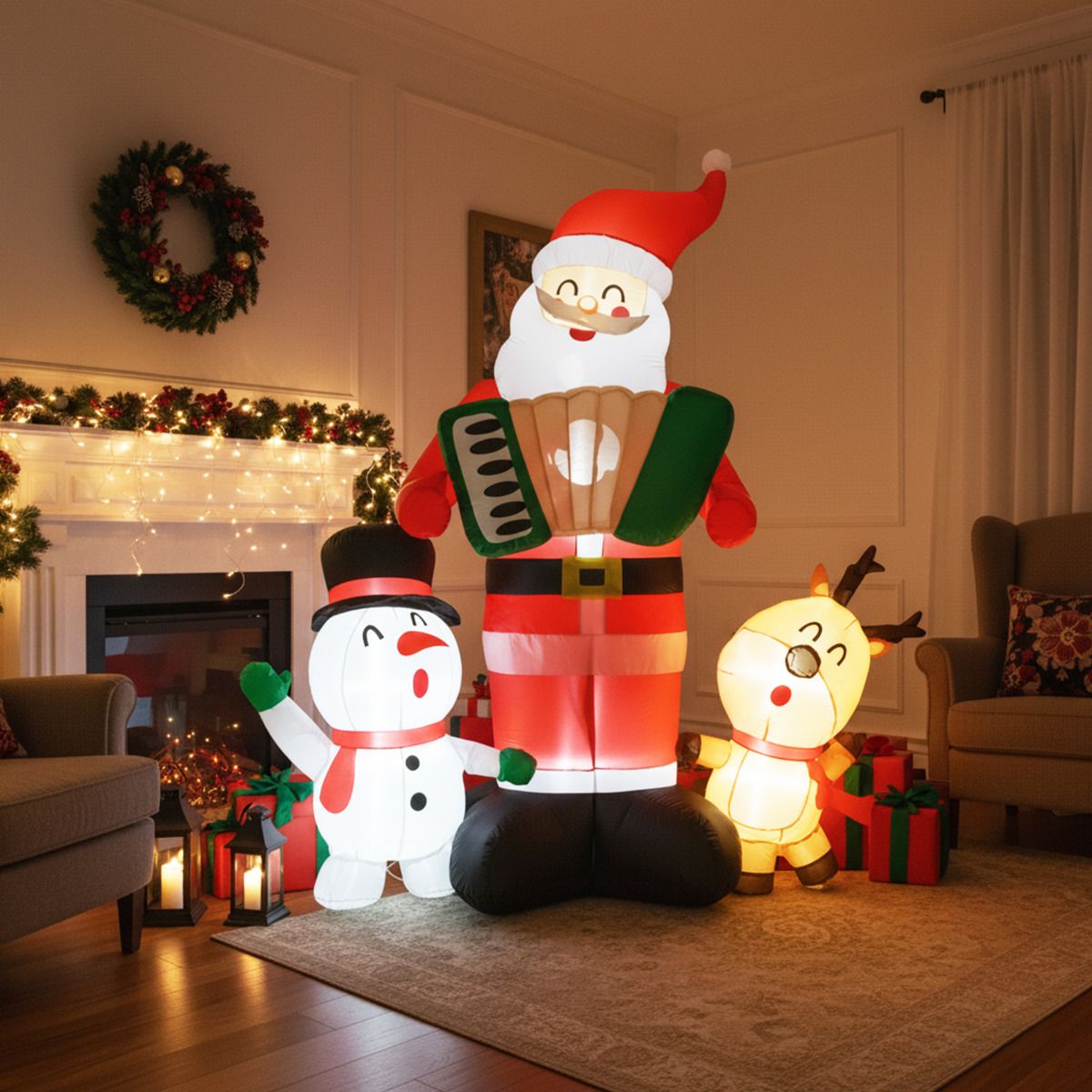 Quick Blow Up Santa Claus Inflatable Santa Claus with Snowman and Reindeer