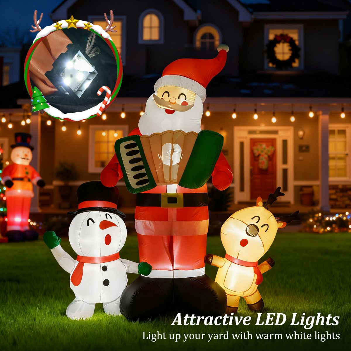 Quick Blow Up Santa Claus Inflatable Santa Claus with Snowman and Reindeer