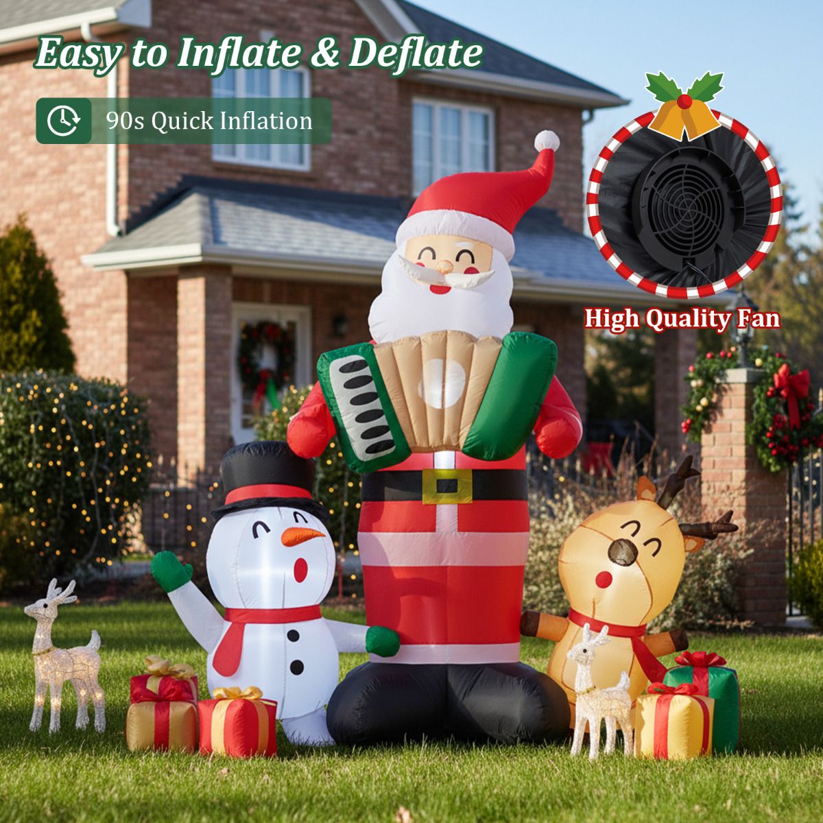 Quick Blow Up Santa Claus Inflatable Santa Claus with Snowman and Rein ...