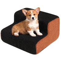 2-tier Foam Dog Ramp with Non-Slip Bottom and Washable Cover for Sofa