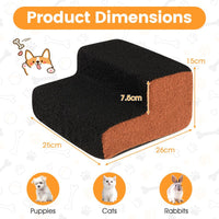 2-tier Foam Dog Ramp with Non-Slip Bottom and Washable Cover for Sofa