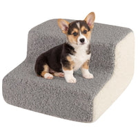 2-tier Foam Dog Ramp with Non-Slip Bottom and Washable Cover for Sofa