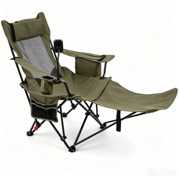 2-in-1 Camping Chair with Detachable Footrest and 3-Level Backrest