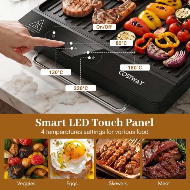 Electric Grill with Removable Touch Panel 1400W Indoor Griddle