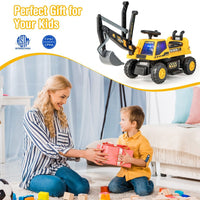 Ride-on Excavator with Music LED Lights and 30° Rotatable for Kids