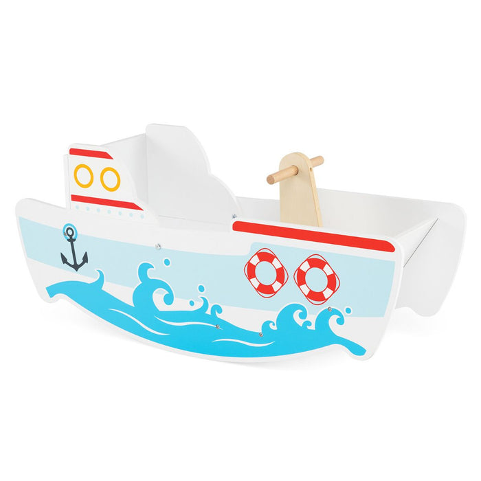 Wooden Rocking Ship with Nautical Theme for 1-5 Years Old Kids