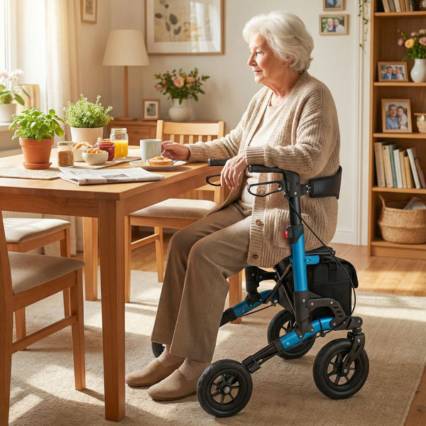 Rollator Walker for Seniors Folding Rolling Walker with Seat and Mesh Backrest