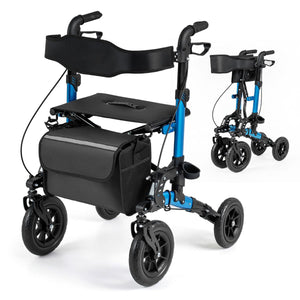 Rollator Walker for Seniors Folding Rolling Walker with Seat and Mesh Backrest