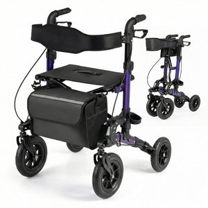 Rollator Walker for Seniors Folding Rolling Walker with Seat and Mesh Backrest