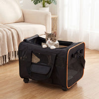 Rolling Pet Carrier Soft-sided Dog Travel Crate with Telescopic Handle
