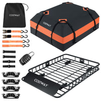 Roof Cargo Basket with 425L Waterproof Bag and 90kg Load for SUV