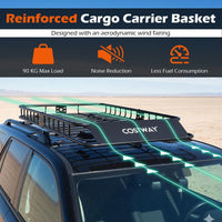 Roof Cargo Basket with 425L Waterproof Bag and 90kg Load for SUV