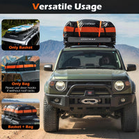 Roof Cargo Basket with 425L Waterproof Bag and 90kg Load for SUV