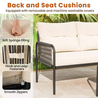 3-Piece Patio Sectional Sofa Set w/ Thick Cushions & Detachable Lounger for Yard
