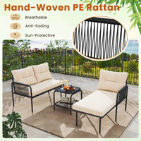 3-Piece Patio Sectional Sofa Set w/ Thick Cushions & Detachable Lounger for Yard
