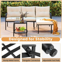 3-Piece Patio Sectional Sofa Set w/ Thick Cushions & Detachable Lounger for Yard
