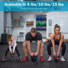 3 Pieces Kettlebell Set 5lbs 10lbs 15lbs Fitness Kettle Bells w/Easy Grip Handle