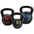 3 Pieces Kettlebell Set 5lbs 10lbs 15lbs Fitness Kettle Bells w/Easy Grip Handle