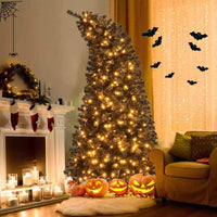 Pre-Lit Halloween/Christmas Hinged Tree w/ Bendable Top & 726/1050 Branch Tips