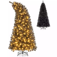 Pre-Lit Halloween/Christmas Hinged Tree w/ Bendable Top & 726/1050 Branch Tips