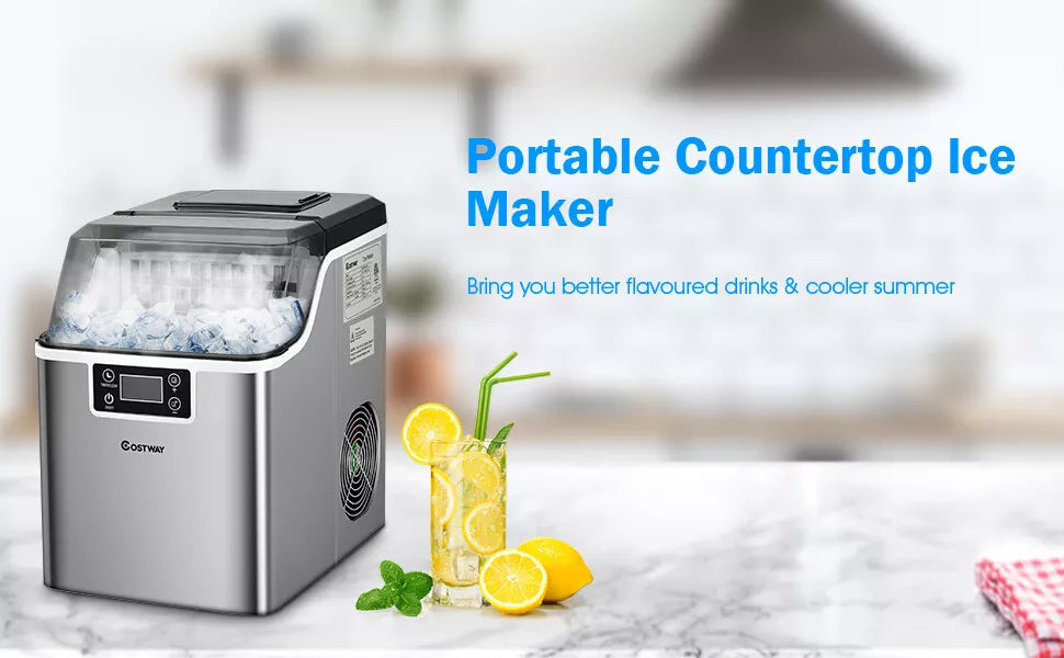 Commercial Electric Countertop Ice Maker Machine Self-Cleaning 20KG/24H for Home