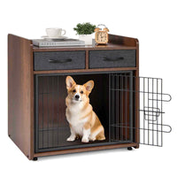 Indoor Dog Cage w/ 2 Fabric Drawers, Lockable Door for Small & Medium Sized Dogs