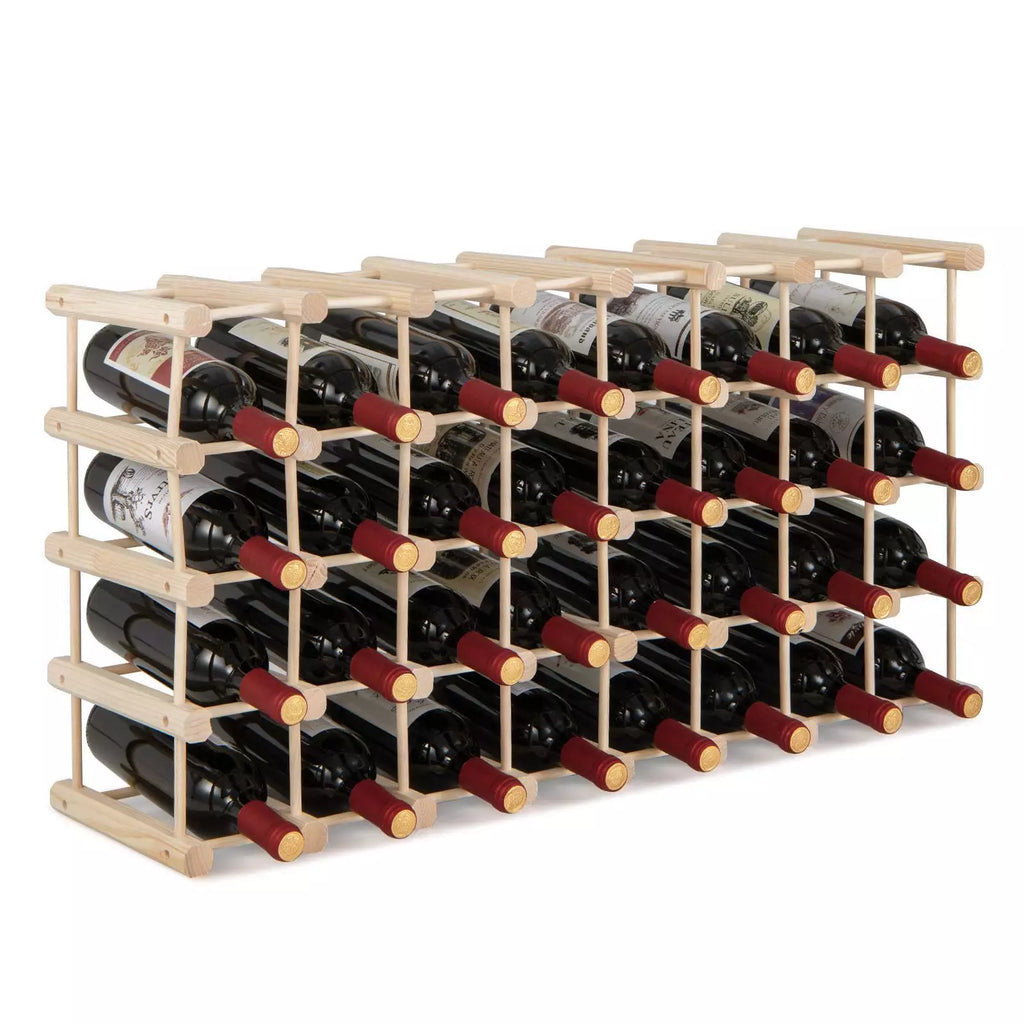 5-Tier 36-Bottle Stackable Wooden Wine Rack Modular Wine Bottle Displa ...