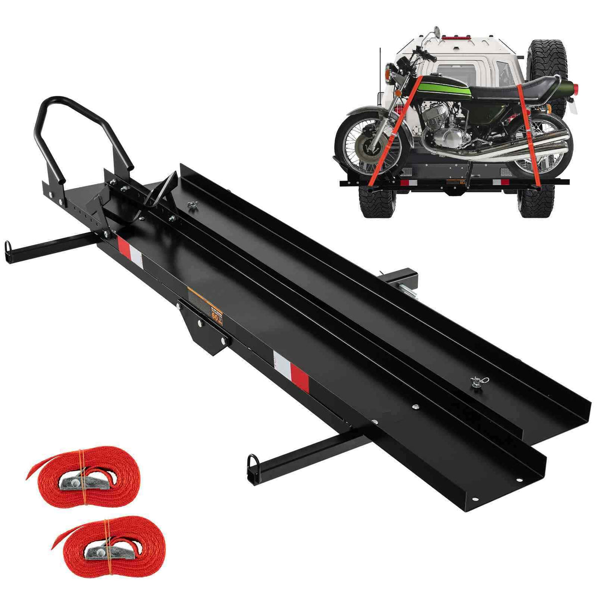 270kg Capacity Hitch-Mounted Motorcycle Carrier, Heavy Duty Steel, Truck SUV Car